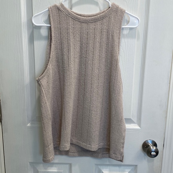 H&M / High Neck Knitted Tank Top / Light Beige - Picture 2 of 5